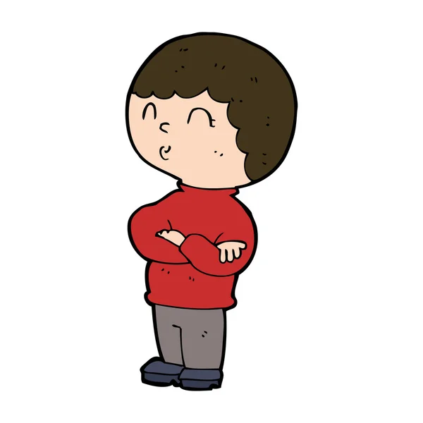 Cartoon jongen met gevouwen armen — Stockvector