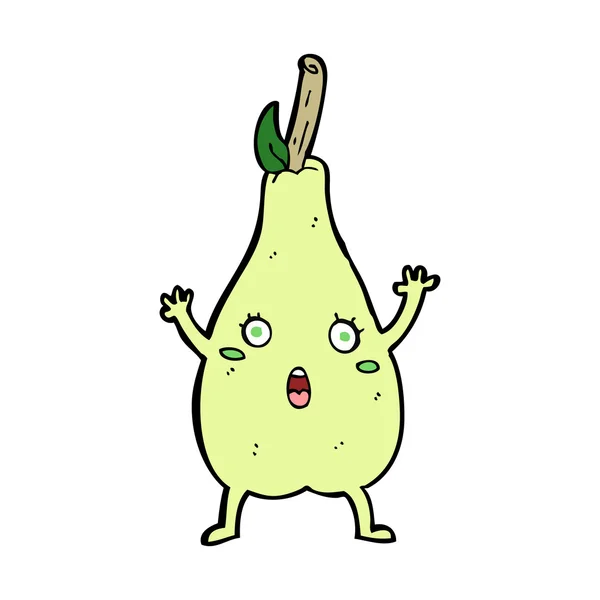 Cartoon frightened pear — Stock Vector