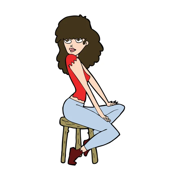 Karikatur Frau auffallende Pose — Stockvektor