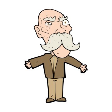 Çizgi film kızgın yaşlı adam.