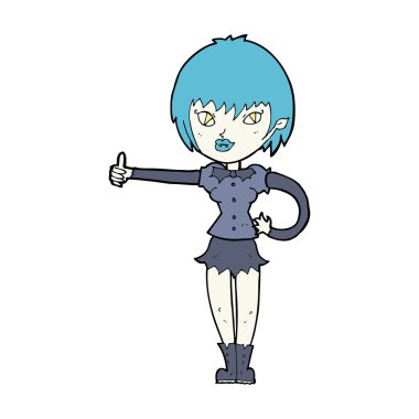 Çizgi filmdeki vampir kız başparmak işareti veriyor.