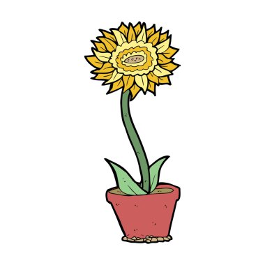 tencerede karikatür çiçek