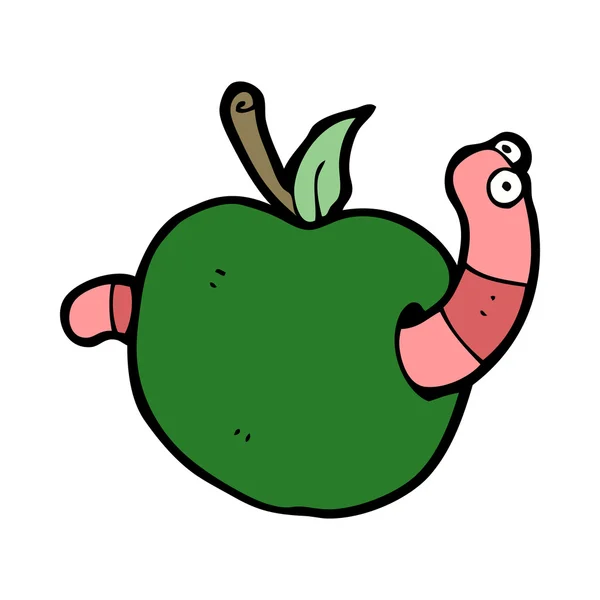 Cartooon červ v apple — Stockový vektor