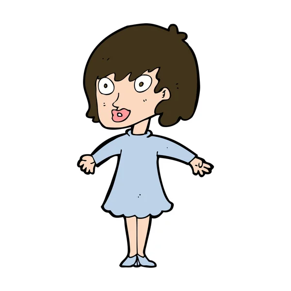 Mujer de dibujos animados usando vestido — Vector de stock