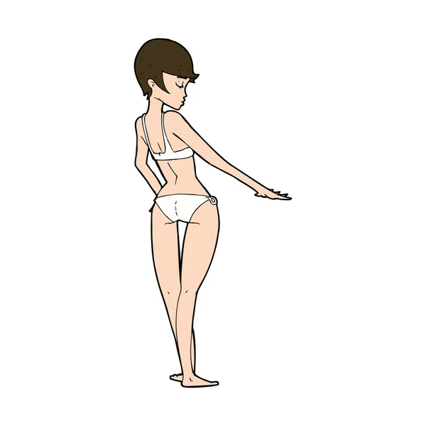 Cartoon vrouw in bikini — Stockvector