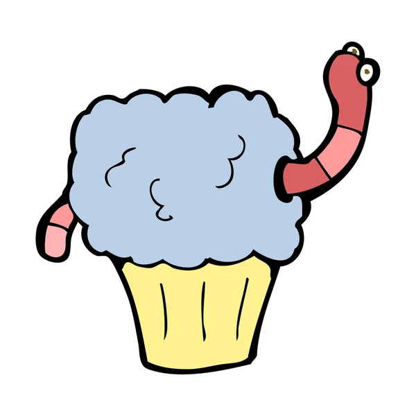 Cartoon worm in cupcake — Stock Vector