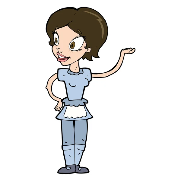 Mujer de dibujos animados en traje de criada — Vector de stock