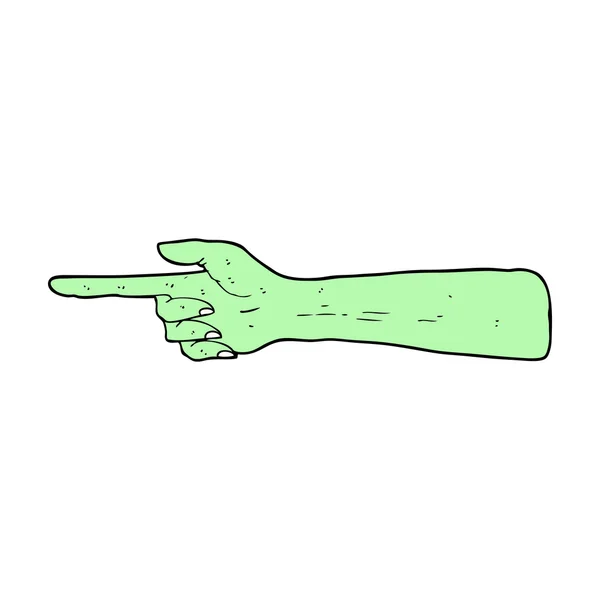 Apontando zombie mão desenhos animados — Vetor de Stock