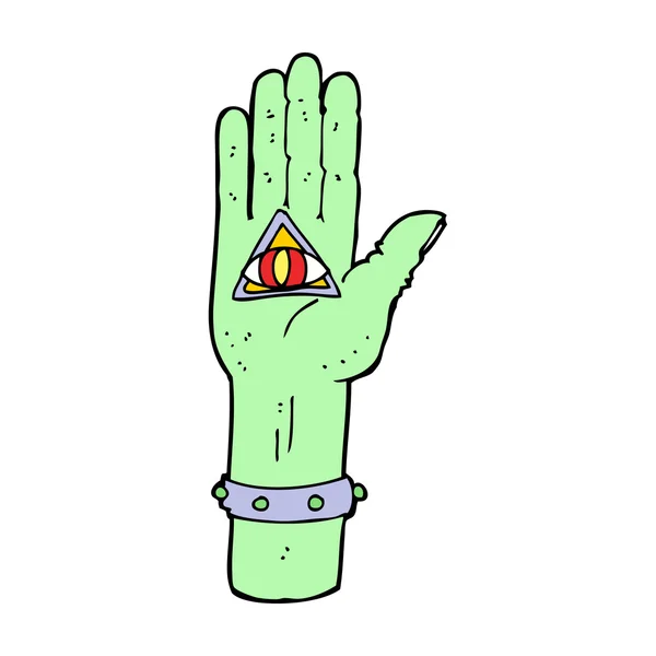 Desenho animado assustador símbolo da mão — Vetor de Stock