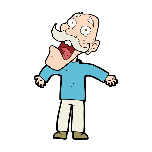 Cartoon terrified old man — Stock Vector