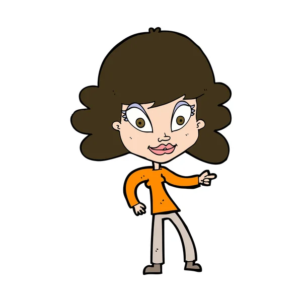 Mujer de dibujos animados señalando — Vector de stock