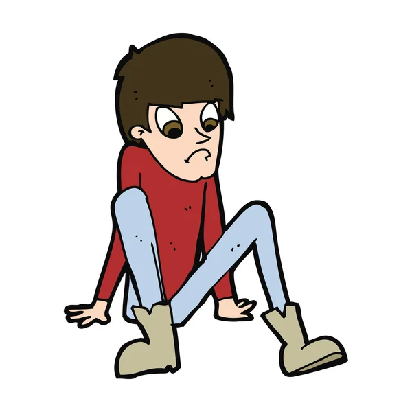 Cartoon menino sentado no chão — Vetor de Stock