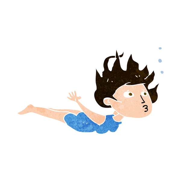 Dessin animé femme nager sous l'eau — Image vectorielle