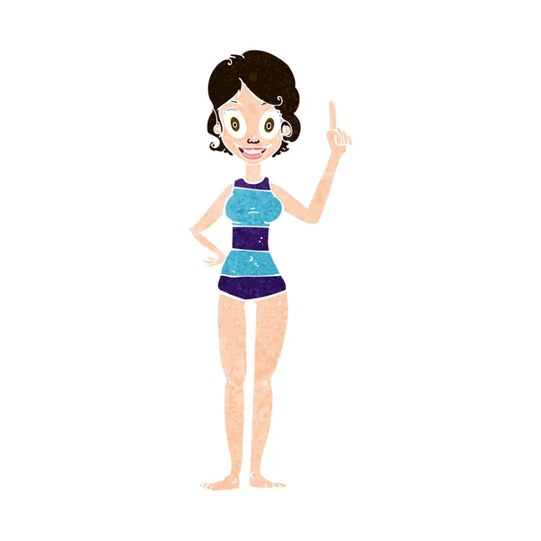 条纹泳衣的卡通女人 — 图库矢量图片
