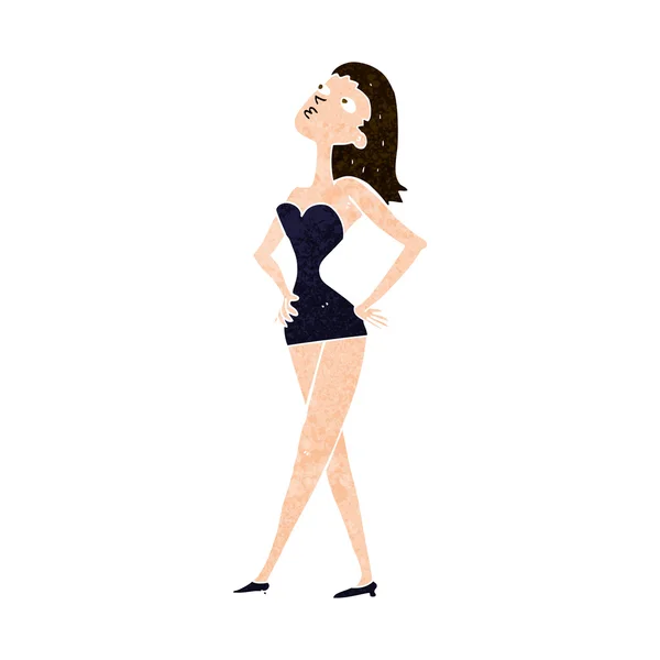 Mujer de dibujos animados en vestido de fiesta — Vector de stock