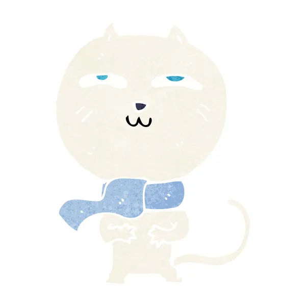Dessin animé drôle chat portant écharpe — Image vectorielle