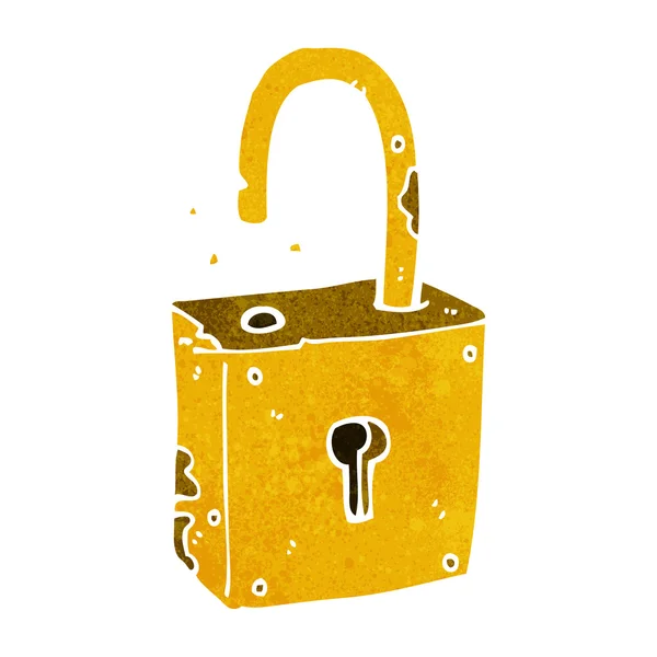 Caroon rusty old padlock — Stock Vector