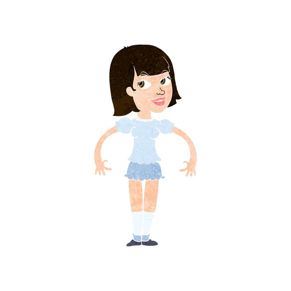 Cartoon vrouw shrugging schouders — Stockvector