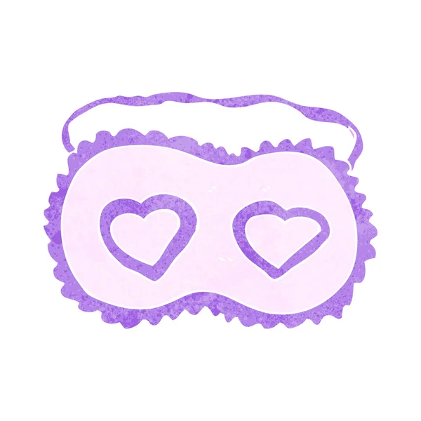 Máscara de dormir de dibujos animados con corazones de amor — Vector de stock