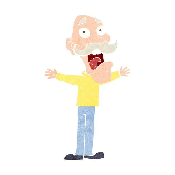 Dibujos animados estresado hombre viejo — Vector de stock