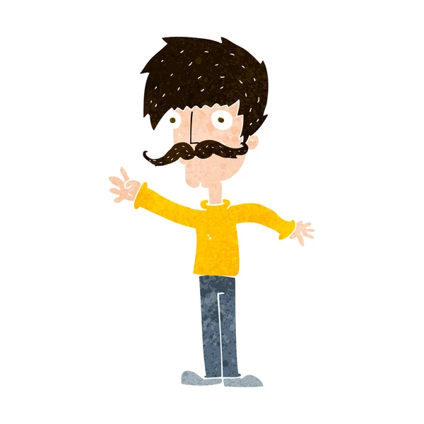 Dibujos animados ondeando bigote hombre — Vector de stock