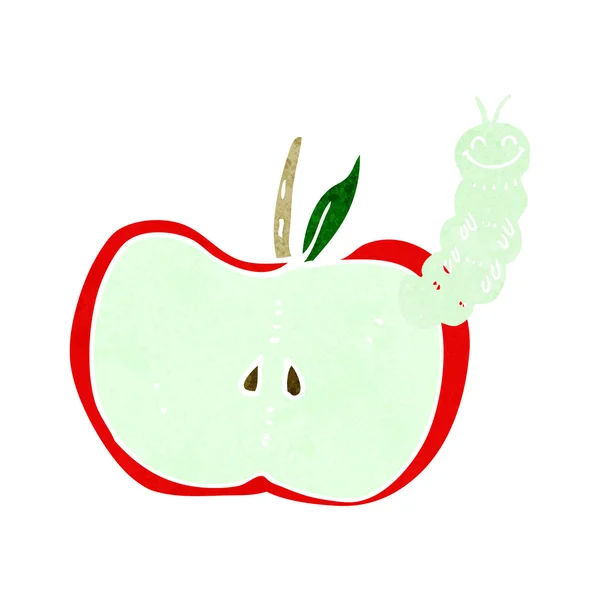 Manzana de dibujos animados con insecto — Archivo Imágenes Vectoriales