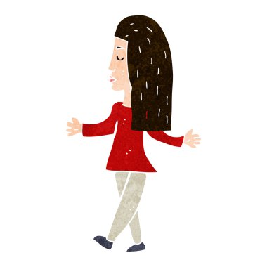 Çizgi filmdeki kadın omuzlarını silkiyor.