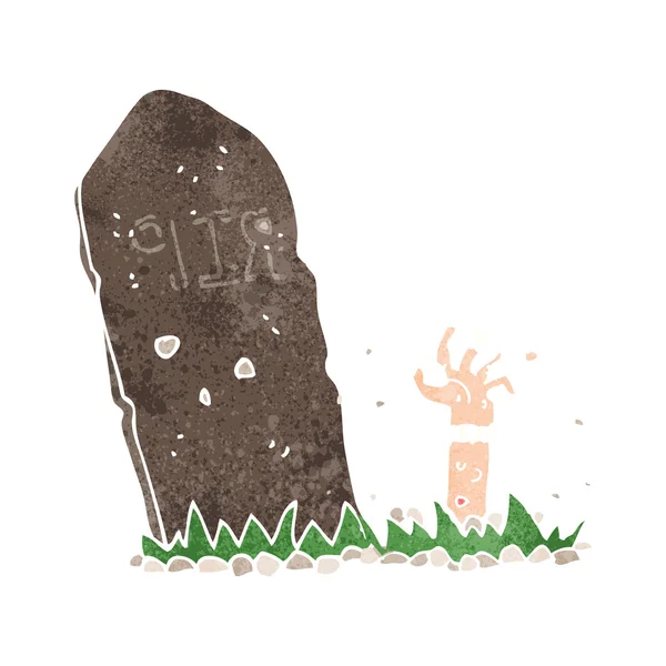 Tecknad zombie stiger från graven — Stock vektor
