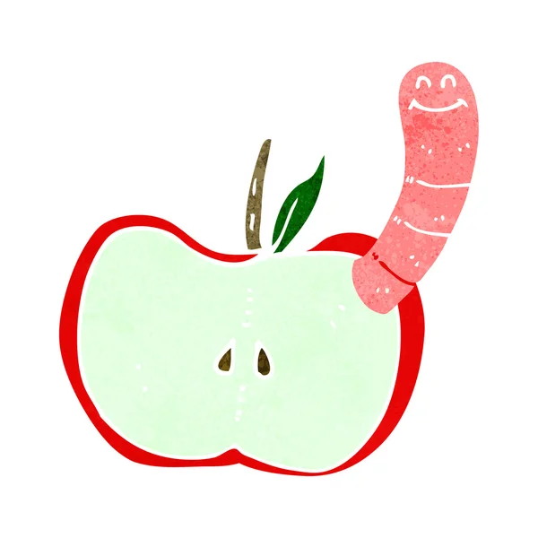 Cartoon appel met worm — Stockvector