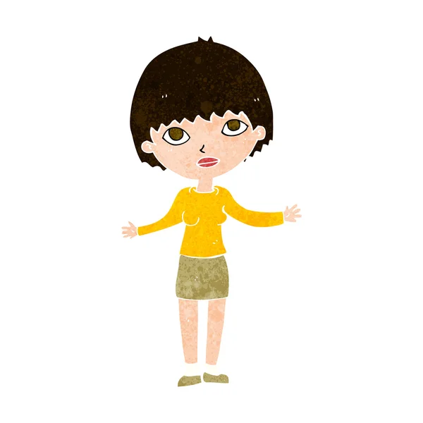 Cartoon woman shrugging — Stock Vector