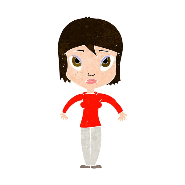 Cartoon vrouw shrugging schouders — Stockvector