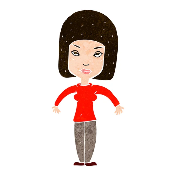 Mujer de dibujos animados hombros encogidos — Vector de stock