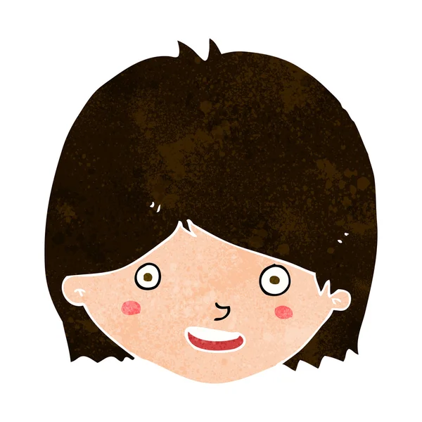 Cartoon happy female face — Stock Vector