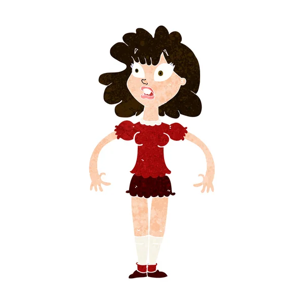 Dibujos animados chica bonita con expresión conmocionada — Vector de stock