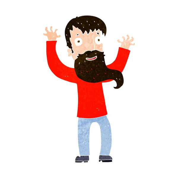 Cartoon excited man with beard — Stock Vector