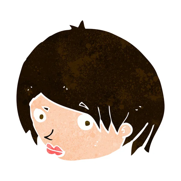 Cartone animato volto femminile con sopracciglio sollevato — Vettoriale Stock