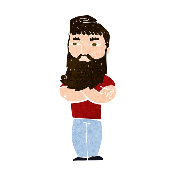 Dibujos animados hombre serio con barba — Vector de stock