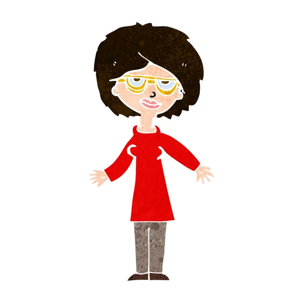 Cartoon vrouw draagt bril — Stockvector