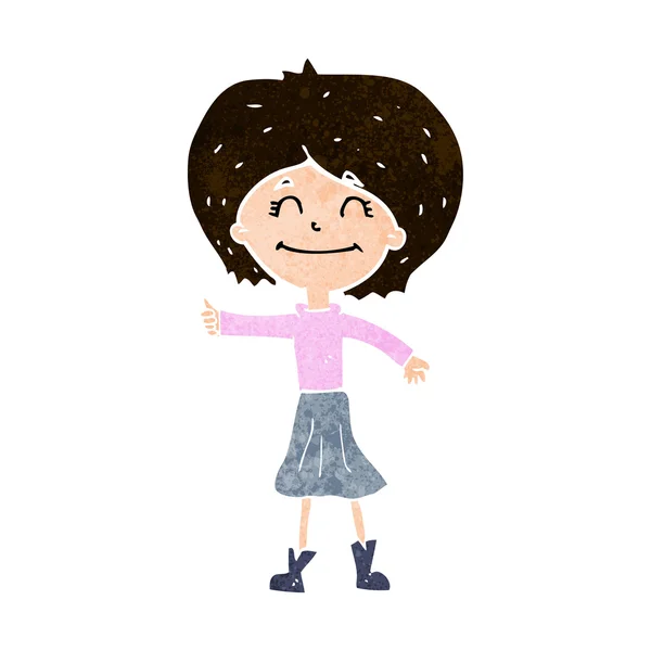 Cartoon gelukkig meisje geven duimen omhoog symbool — Stockvector