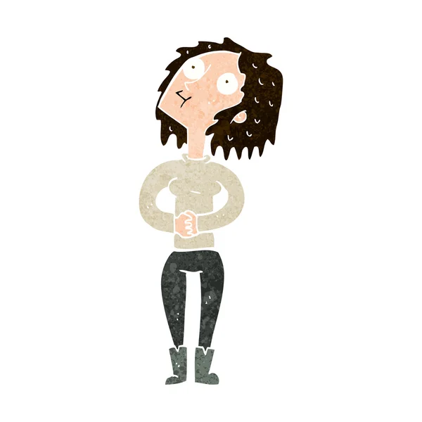 Mujer de dibujos animados mirando hacia arriba — Vector de stock