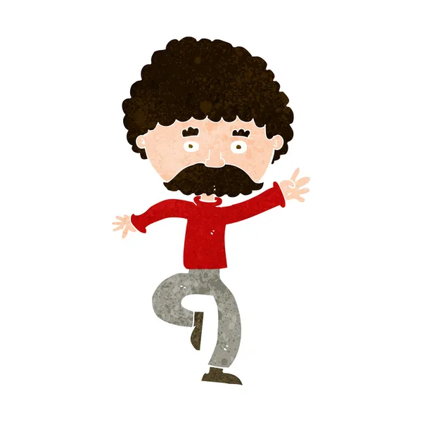 Dessin animé moustache homme disco danse — Image vectorielle