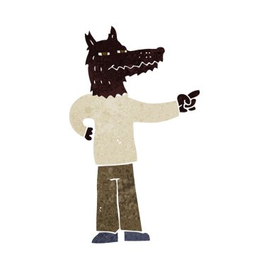 karikatür işaret eden kurt adam