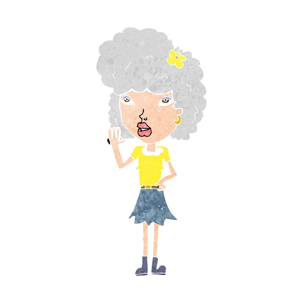 Mujer de dibujos animados saludando — Vector de stock