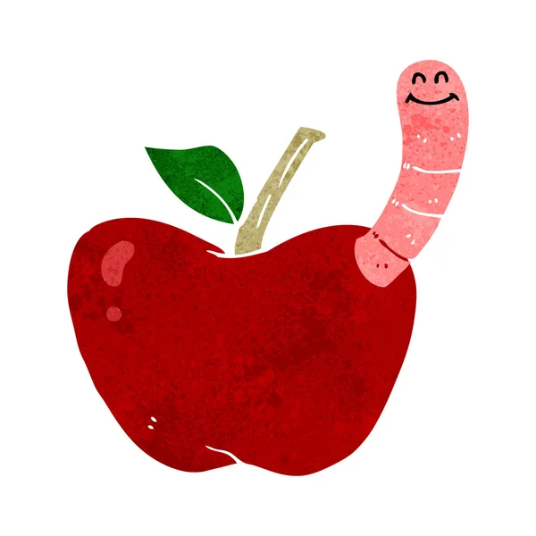 Cartoon appel met worm — Stockvector