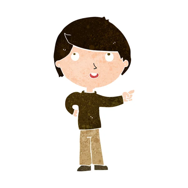 Cartoon boy pointing — Stock Vector