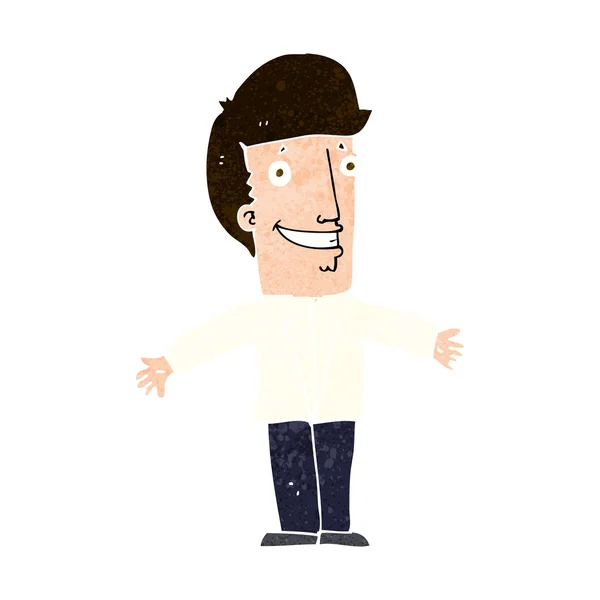 Hombre sonriente de dibujos animados con los brazos abiertos — Vector de stock