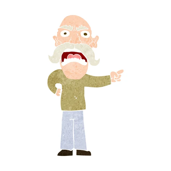 Çizgi film kızgın yaşlı adam. — Stok Vektör