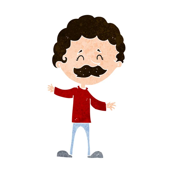 Dessin animé homme heureux avec moustache — Image vectorielle