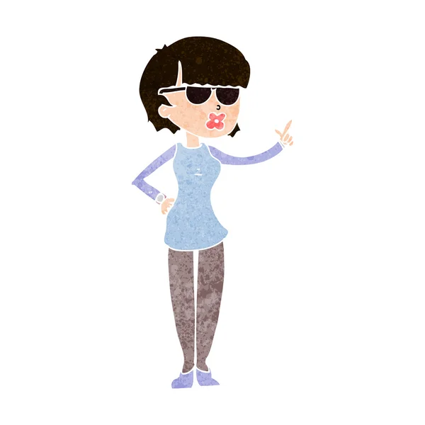 Γελοιογραφία γυναίκα φορώντας γυαλιά — Διανυσματικό Αρχείο