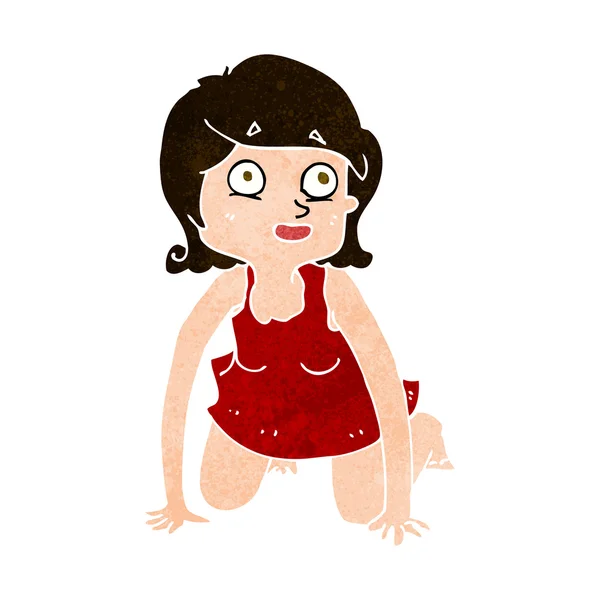 Mujer de dibujos animados a cuatro patas — Vector de stock